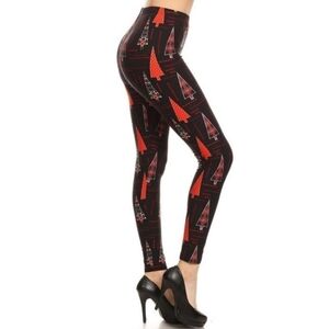 RED Christmas Tree Holiday Full Length Leggings Size Regular 2-10 NWT